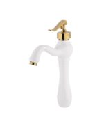 شیر روشویی پایه بلند نوتریکا مدل رادین سفید طلایی